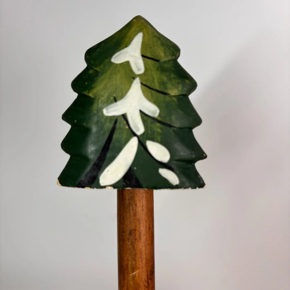 Cozy Cabin & Pine Tree Wood Serving Utensils Spoon & Fork Hand Painted Rustic